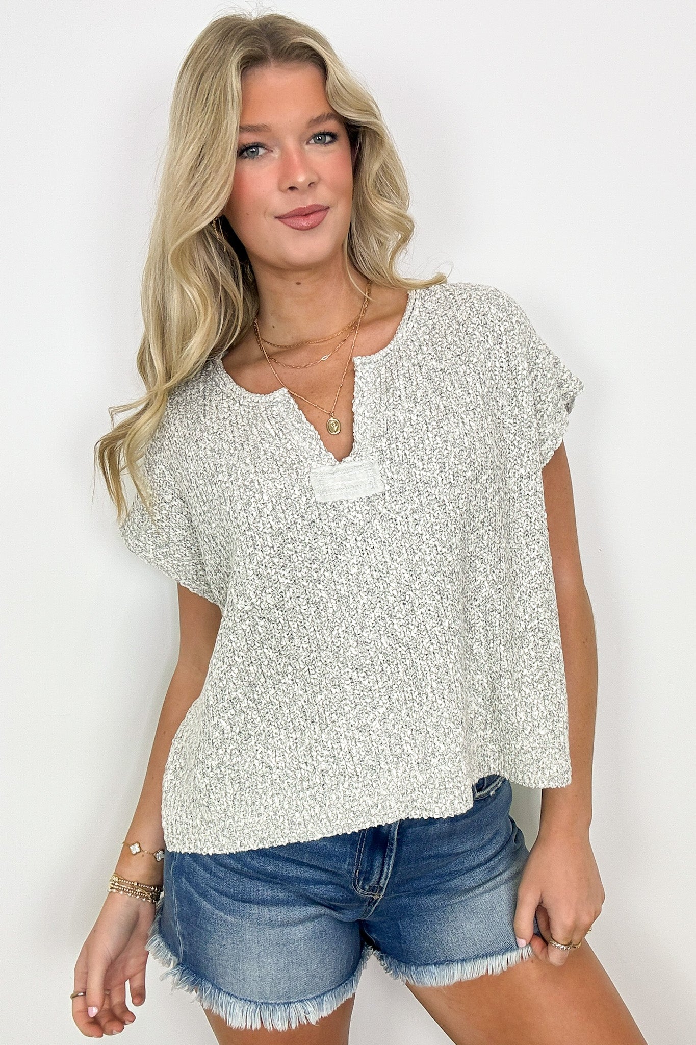  Necessary Charm V-Neck Side Slit Knit Top - BACK IN STOCK - Madison and Mallory