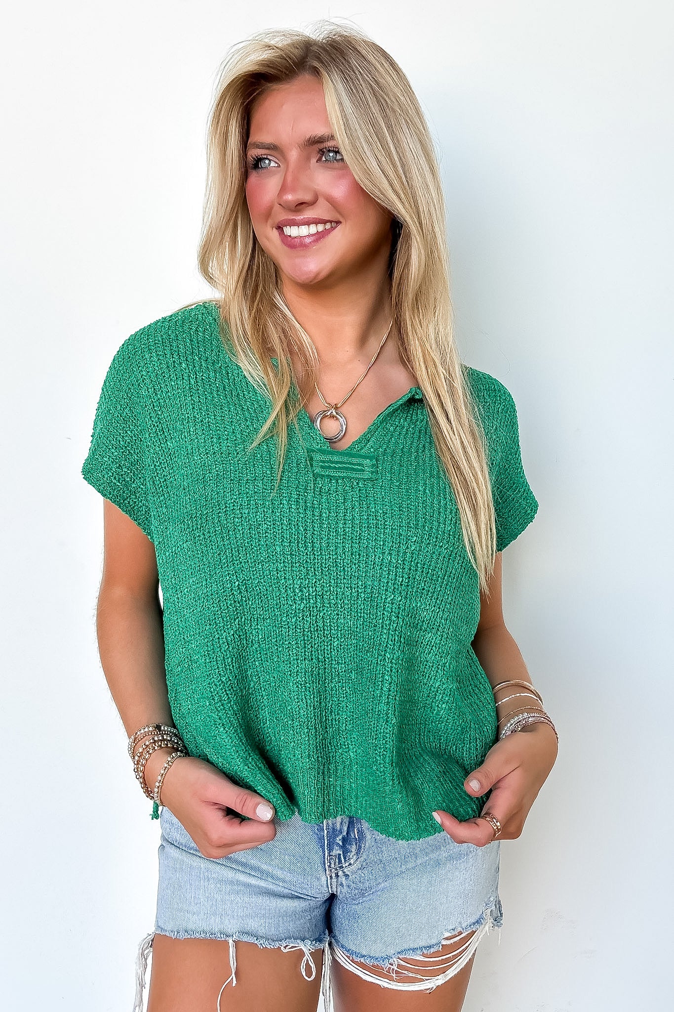 Necessary Charm V-Neck Side Slit Knit Top - BACK IN STOCK - Madison and Mallory