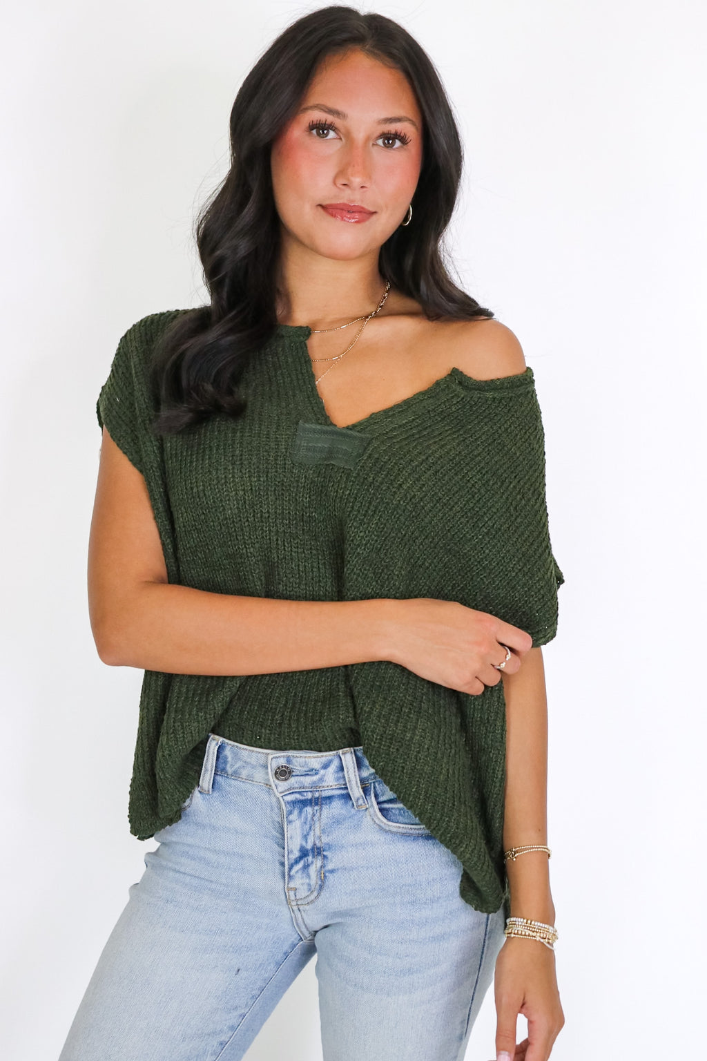 Necessary Charm V-Neck Side Slit Knit Top - Madison and Mallory
