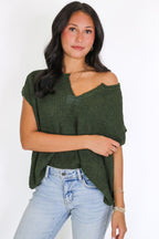 Necessary Charm V-Neck Side Slit Knit Top - Madison and Mallory