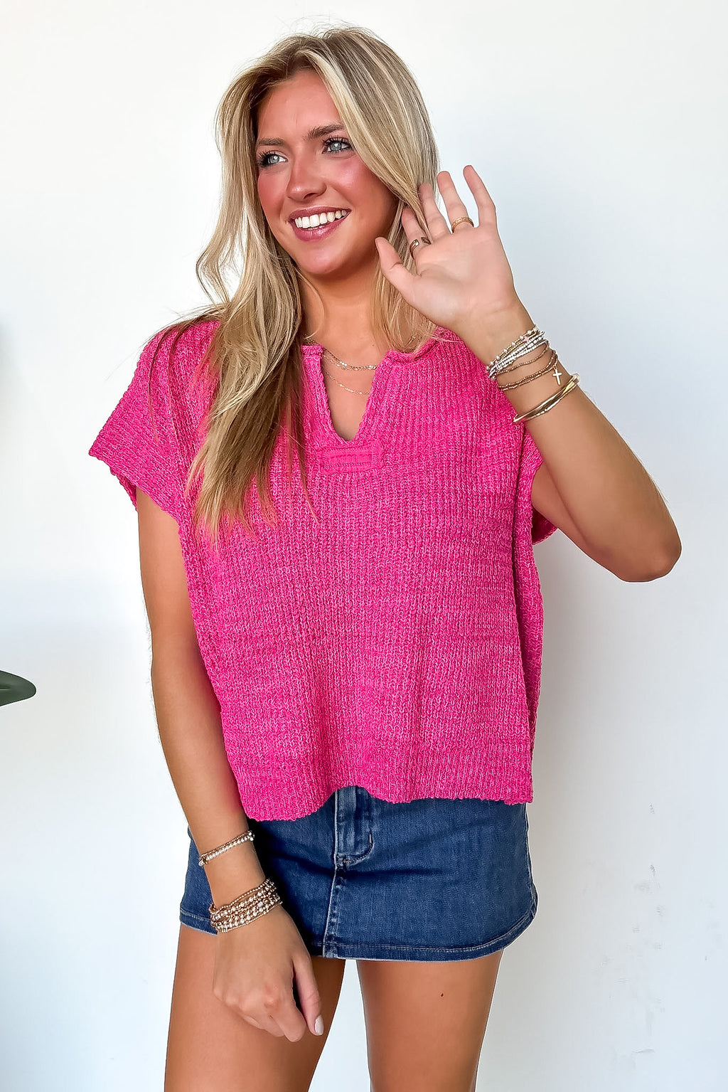 Necessary Charm V-Neck Side Slit Knit Top