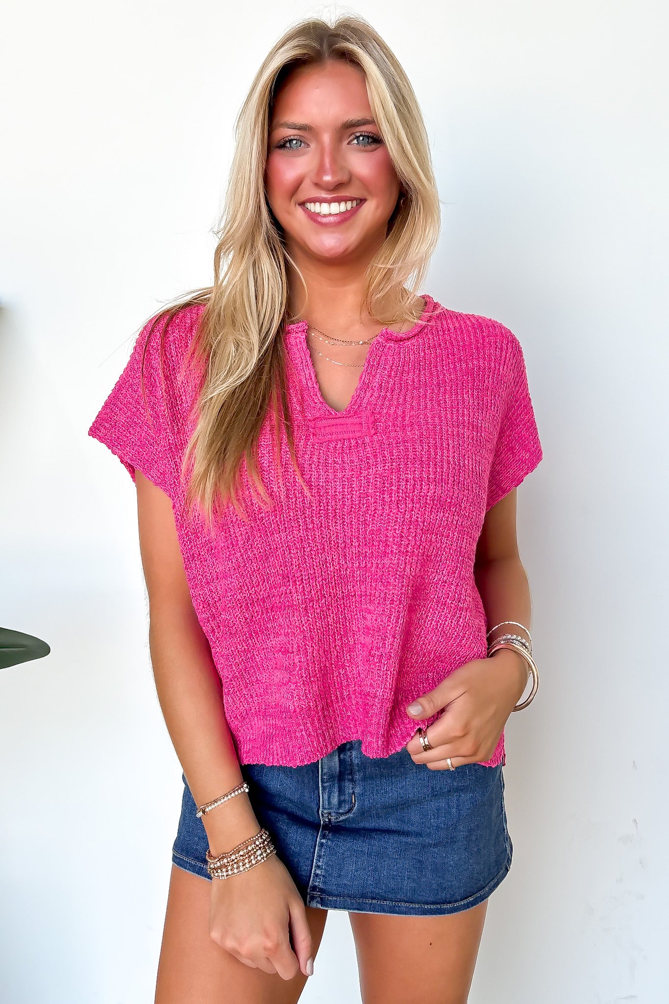 Necessary Charm V-Neck Side Slit Knit Top - BACK IN STOCK - Madison and Mallory