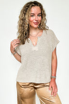 Necessary Charm V-Neck Side Slit Knit Top - BACK IN STOCK