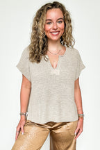Necessary Charm V-Neck Side Slit Knit Top - BACK IN STOCK - Madison and Mallory