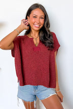 Necessary Charm V-Neck Side Slit Knit Top - BACK IN STOCK