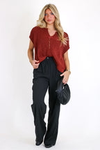 Necessary Charm V-Neck Side Slit Knit Top