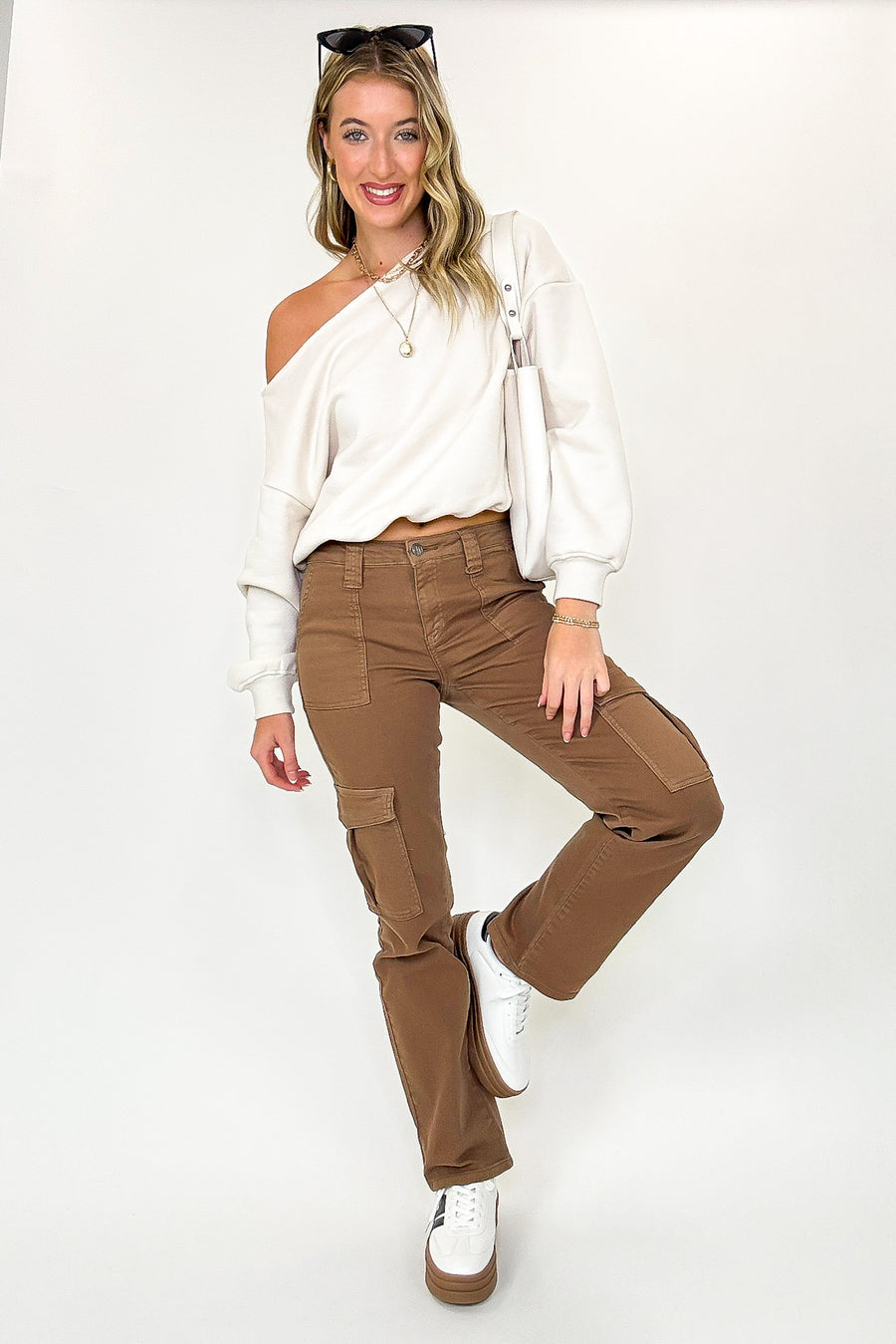 Neutral Ground Straight Cargo Pants - Madison and Mallory
