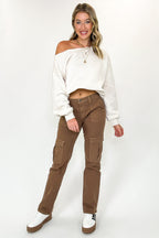 1 / Taupe Neutral Ground Straight Cargo Pants - FINAL SALE - Madison and Mallory