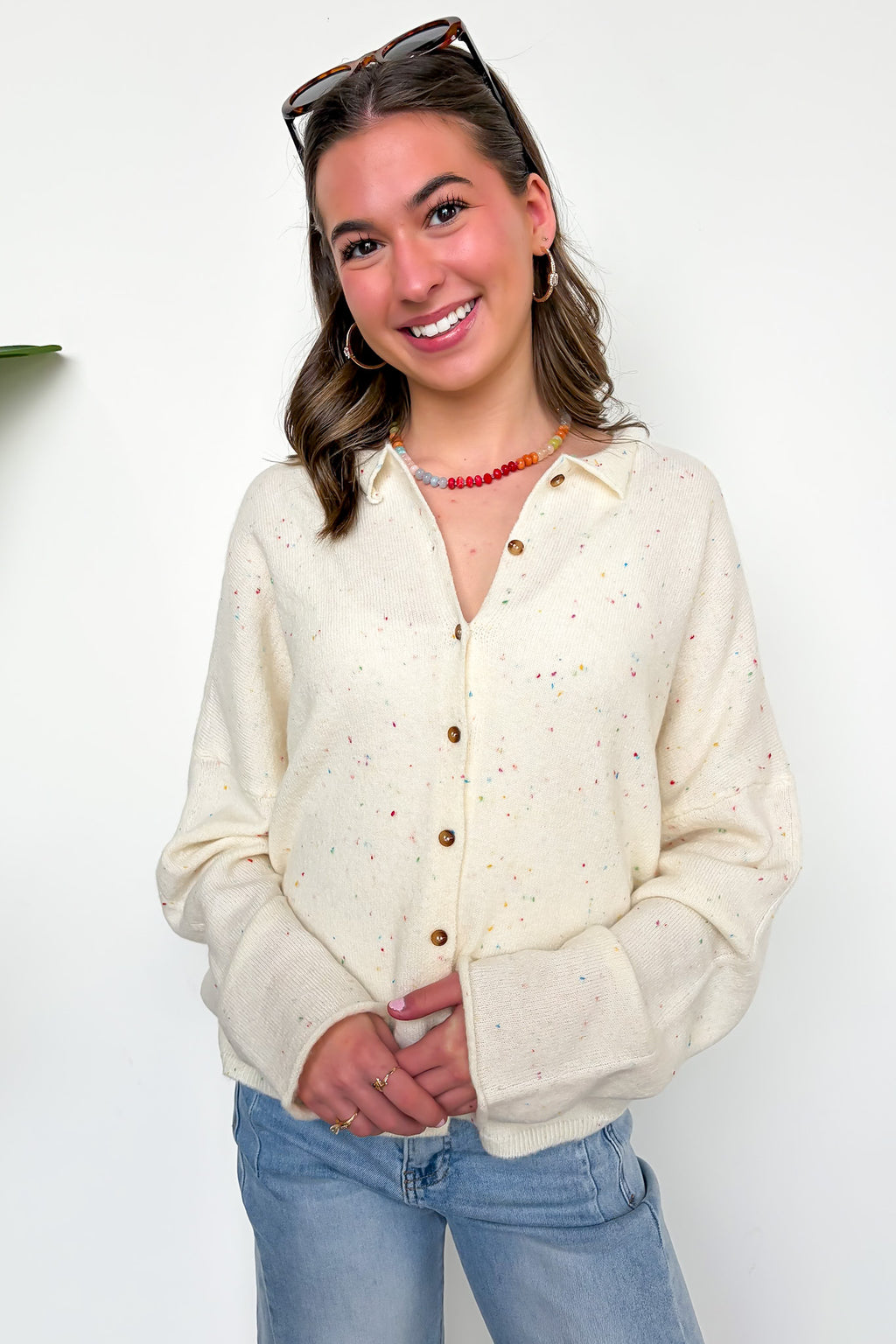 Cream / S New Classic Button Down Cardigan Sweater - Madison and Mallory