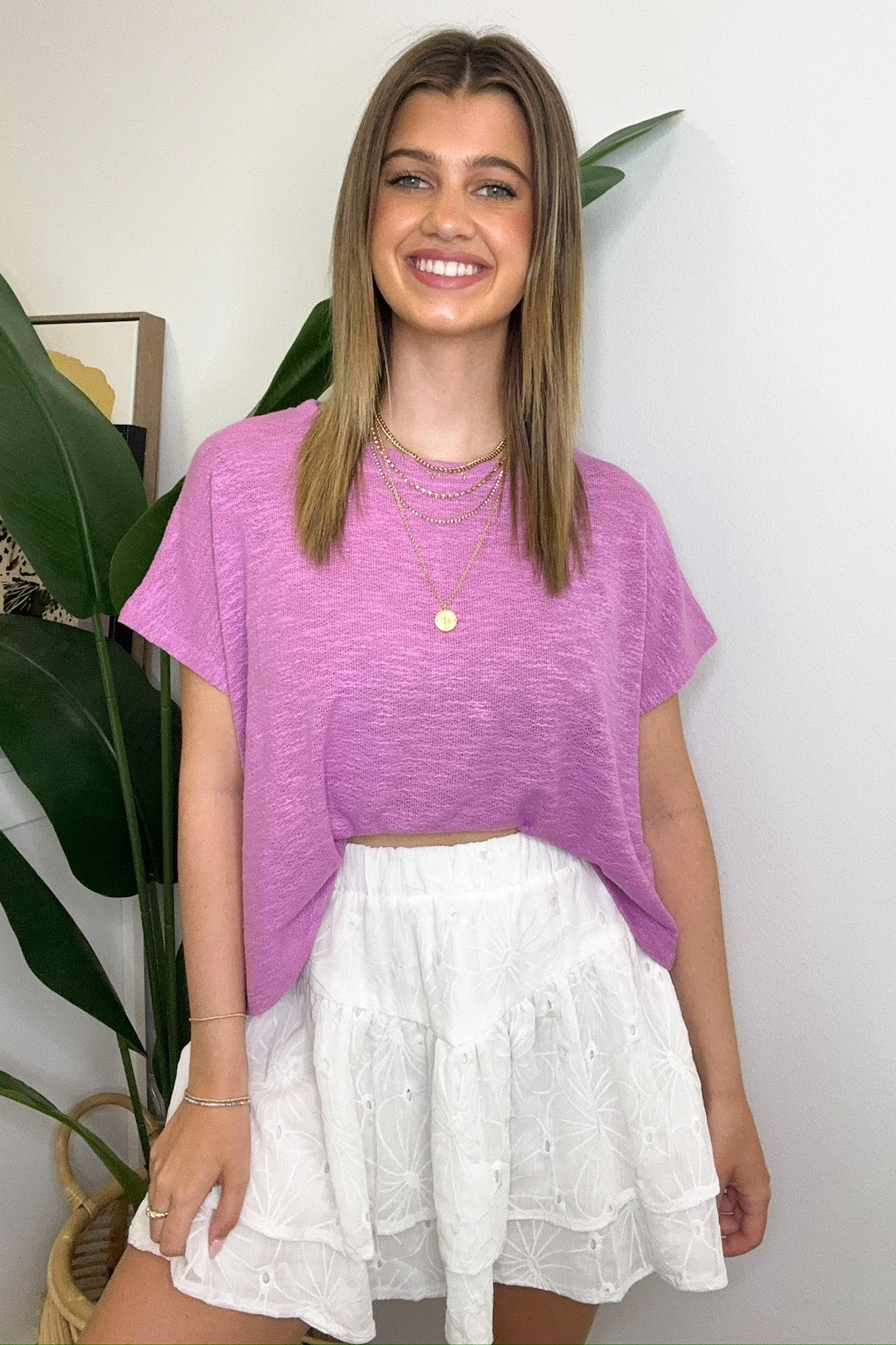 Mauve / S New Flow Short Sleeve Round Neck Top - BACK IN STOCK - Madison and Mallory