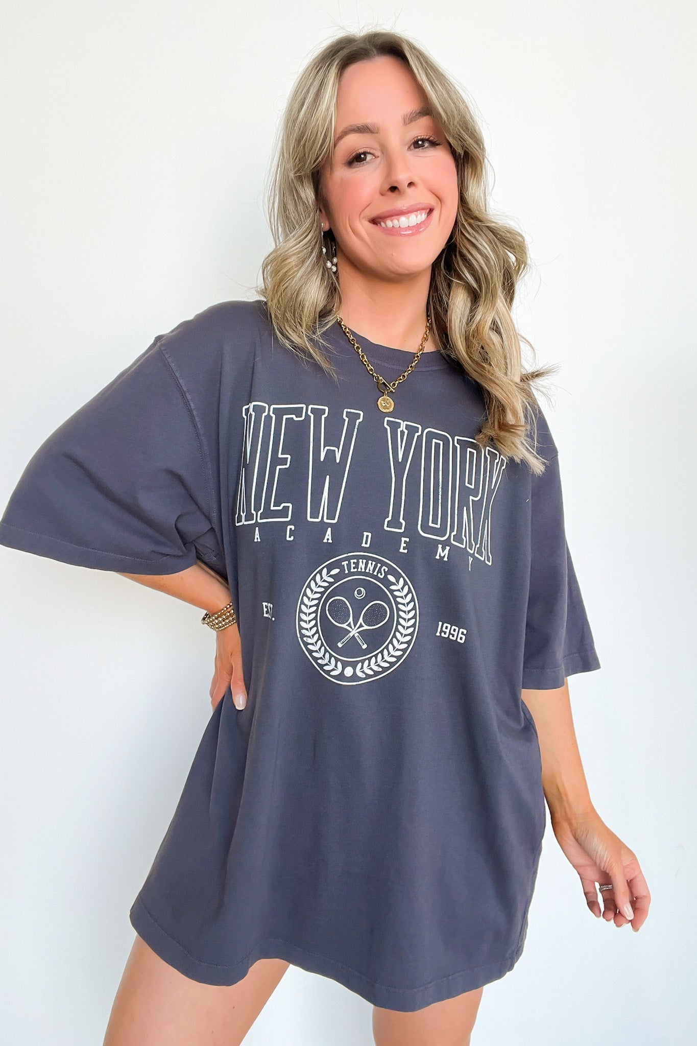 SM / Charcoal New York Academy Vintage Graphic Tee - Madison and Mallory