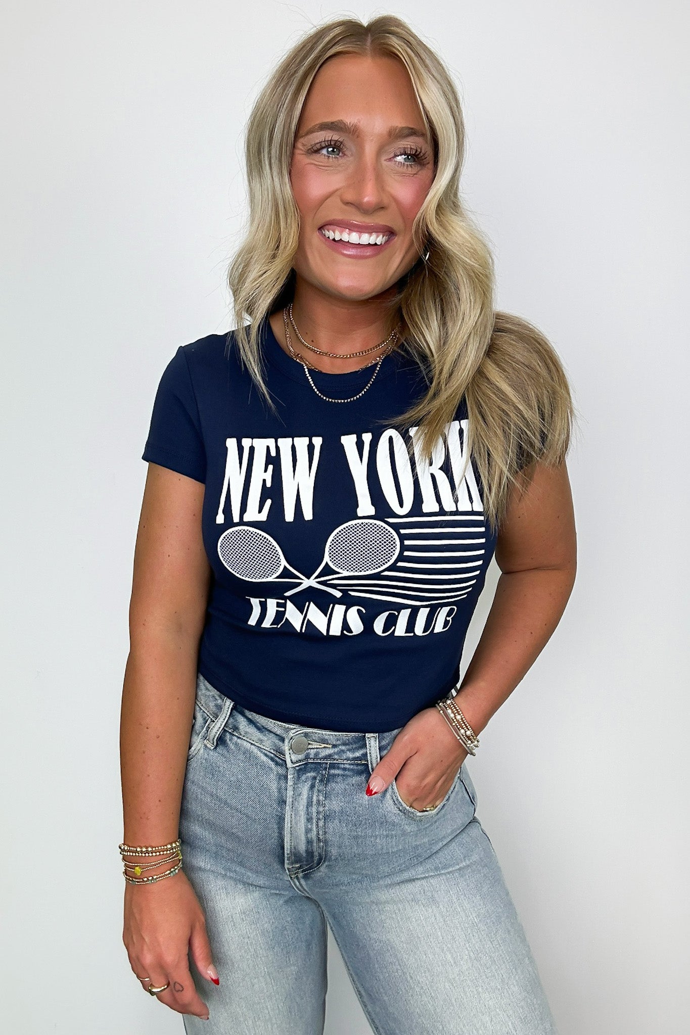 S / Navy New York Tennis Club Graphic Tee - Madison and Mallory