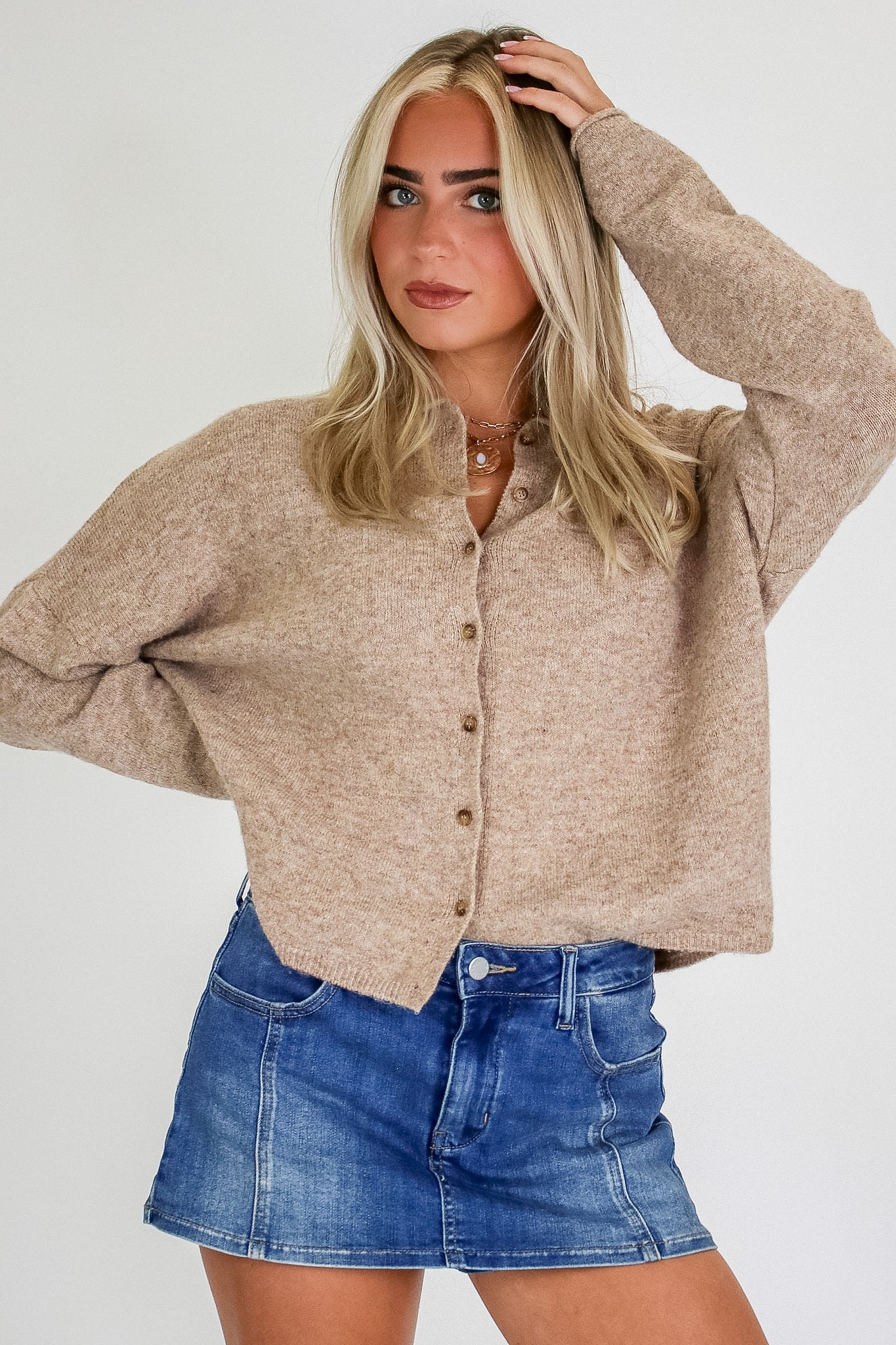Mocha / S New Classic Button Down Cardigan Sweater - Madison and Mallory