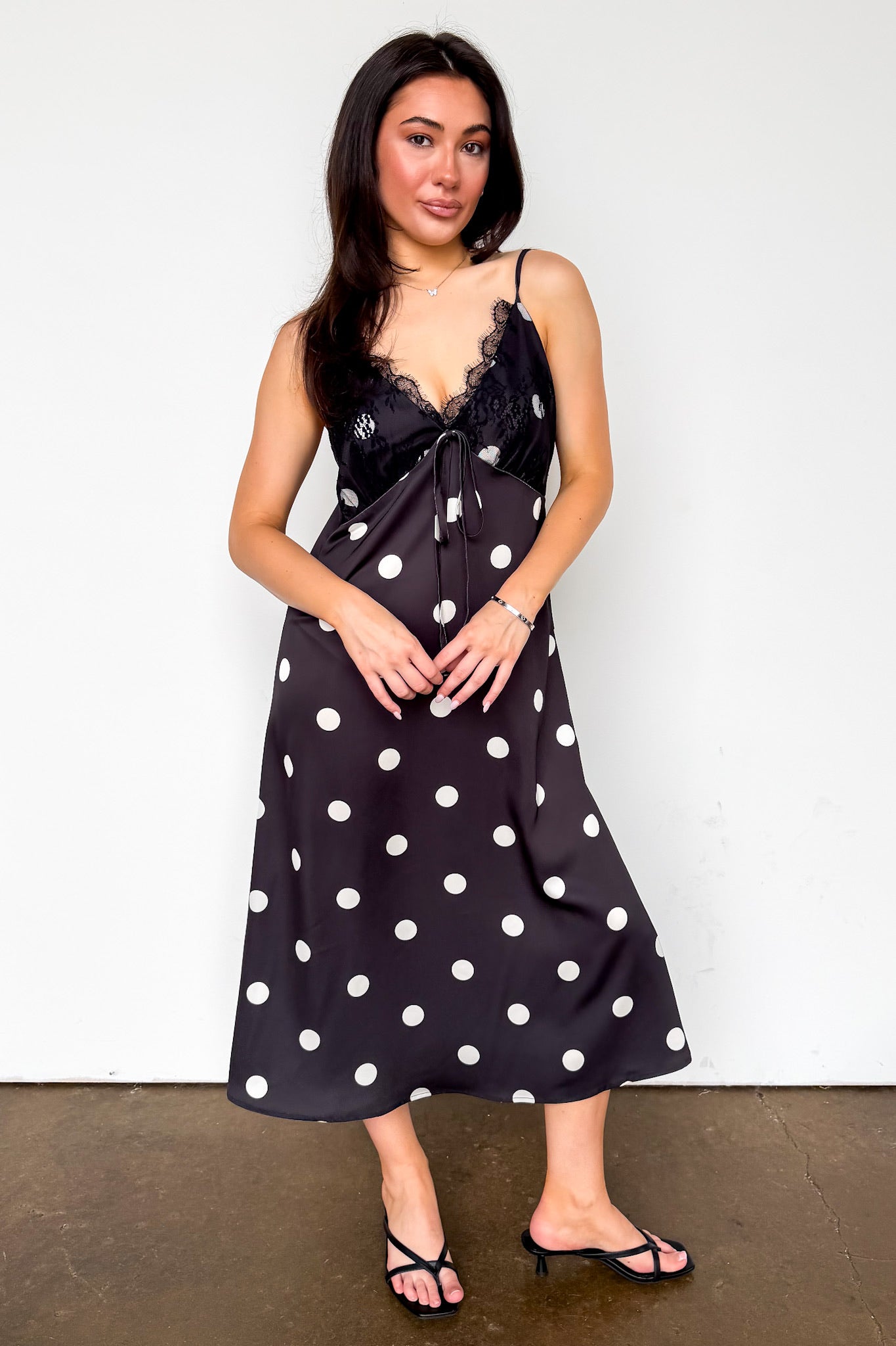 Noir Dots Lace Slip Dress S / Black