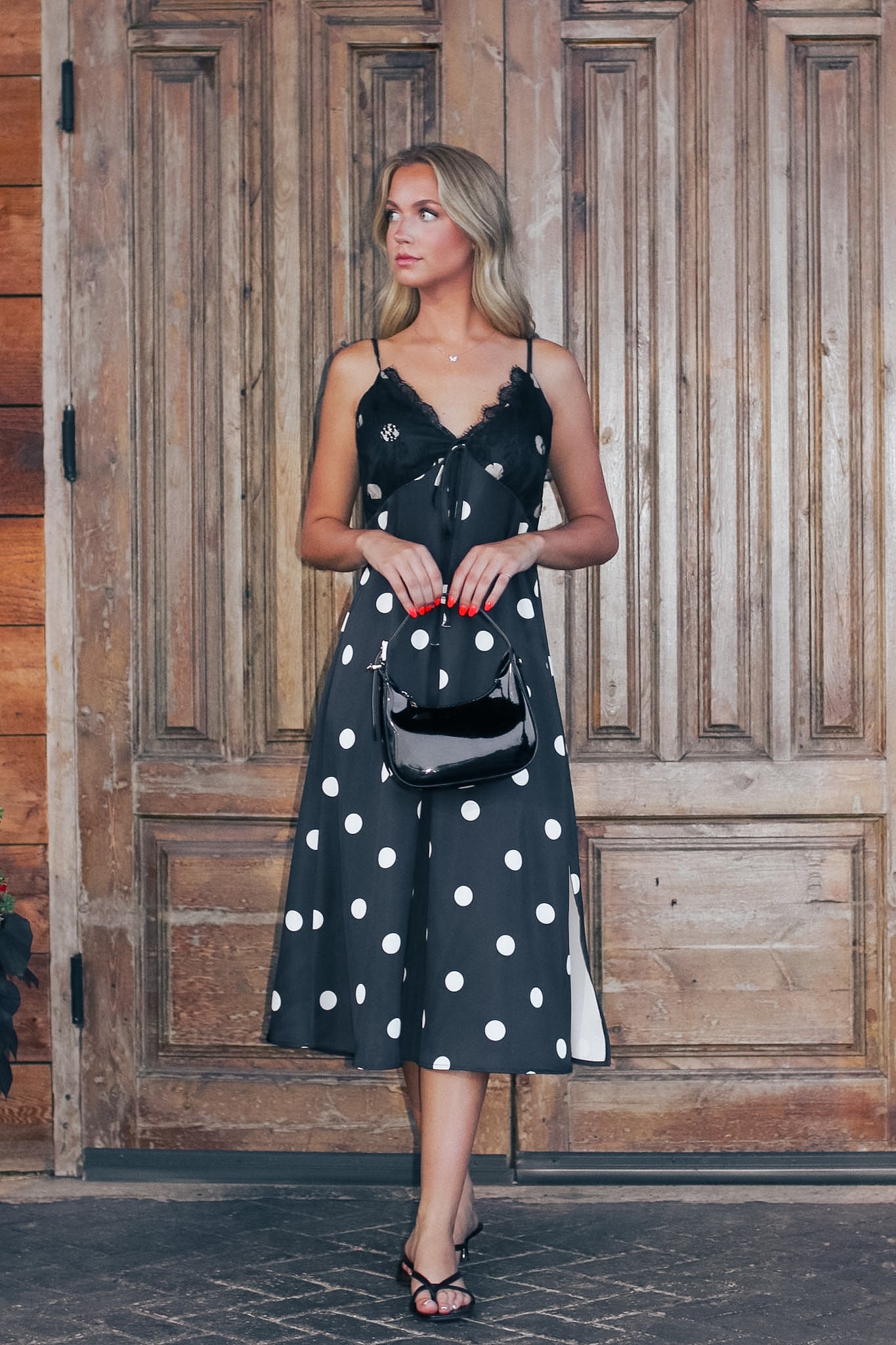 Noir Dots Lace Slip Dress S / Black