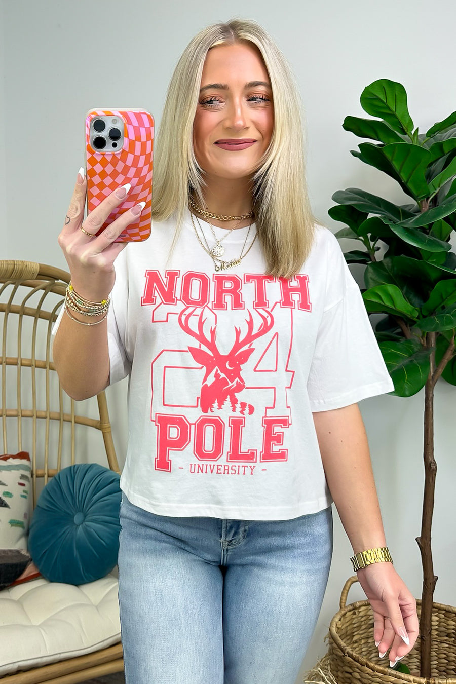 White / S North Pole University Graphic Tee - FINAL SALE - Madison and Mallory