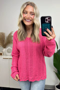 Fuchsia / S Notable Sensation Crochet Trim Sweater - FINAL SALE - Madison and Mallory