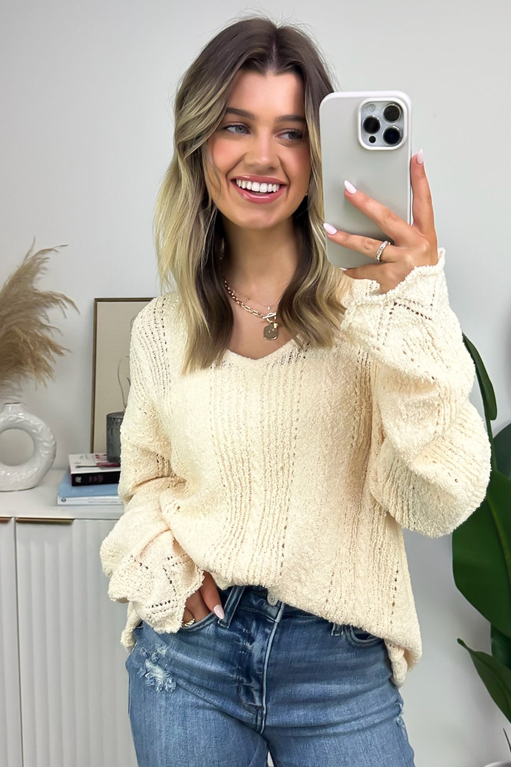 Cream / S Notable Sensation Crochet Trim Sweater - FINAL SALE - Madison and Mallory