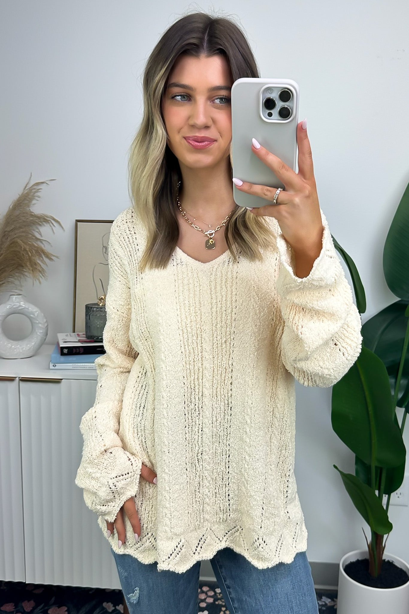  Notable Sensation Crochet Trim Sweater - FINAL SALE - Madison and Mallory