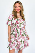 Pink Multi / S Notorious Refinement Floral Puff Sleeve Dress - Madison and Mallory