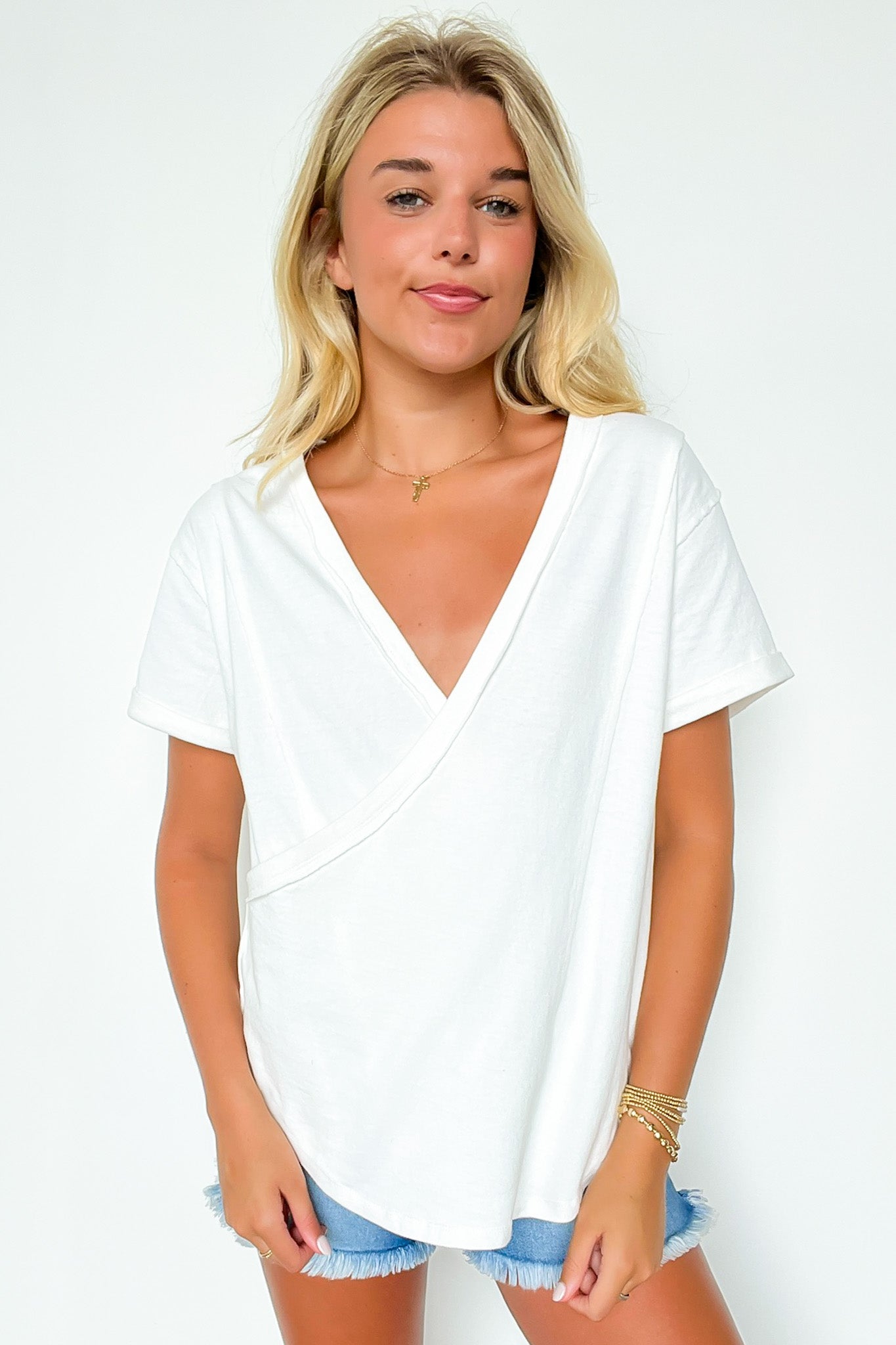 Ivory / S Novah Surplice Wrap Top - FINAL SALE - Madison and Mallory