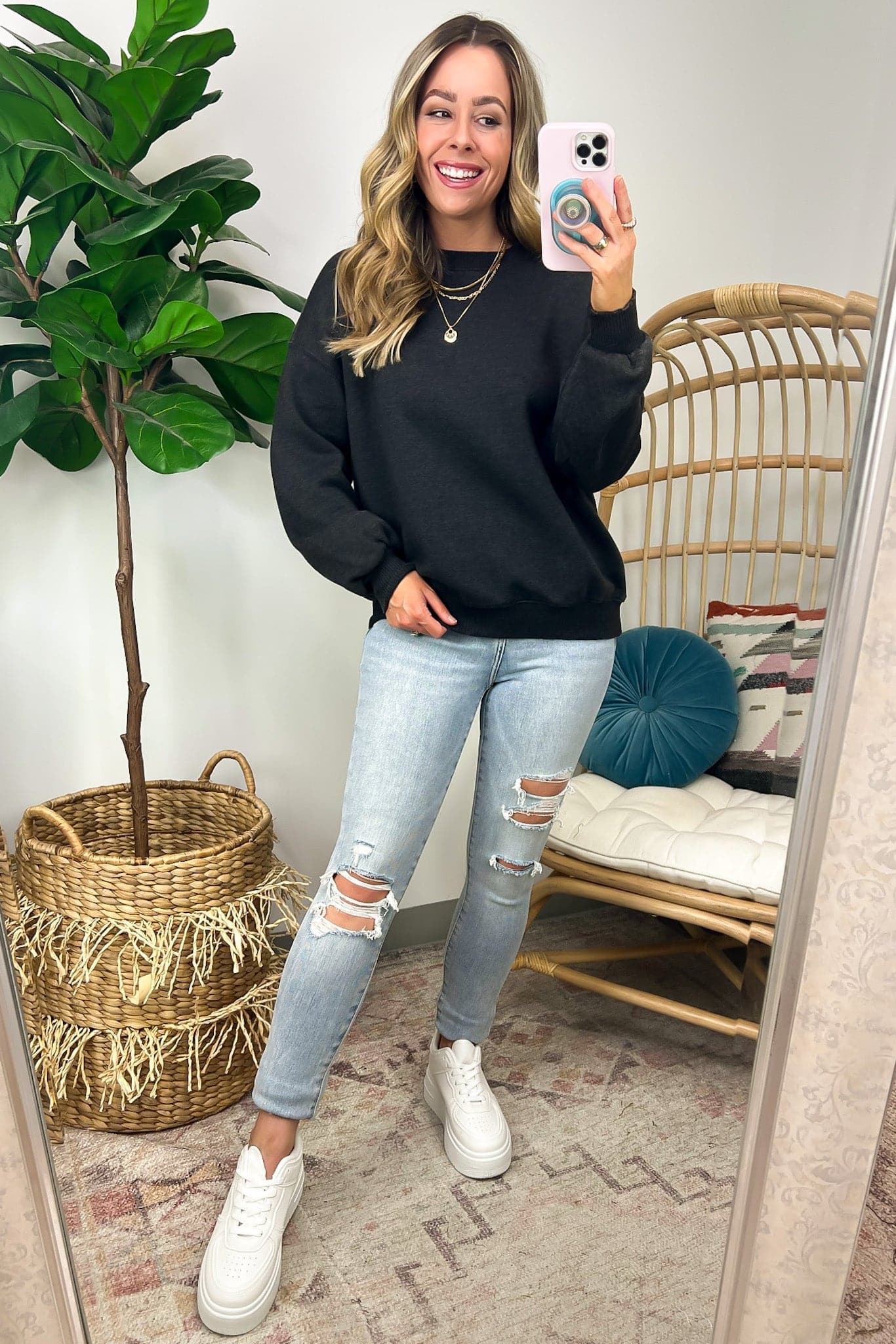  Nuvola Acid Wash Oversized Pullover - Madison and Mallory