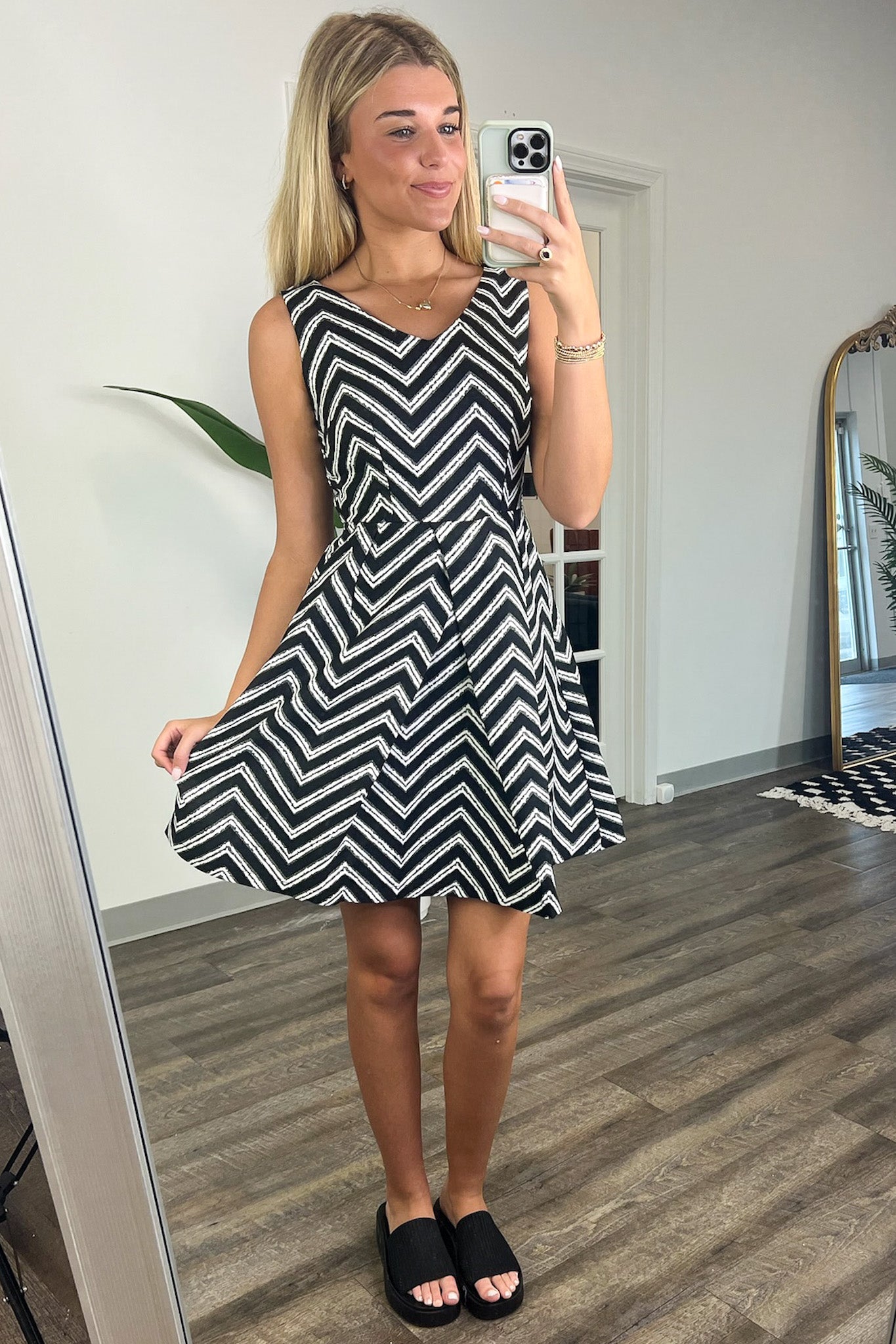  Nylie Chevron Fit and Flare Dress - FINAL SALE - Madison and Mallory