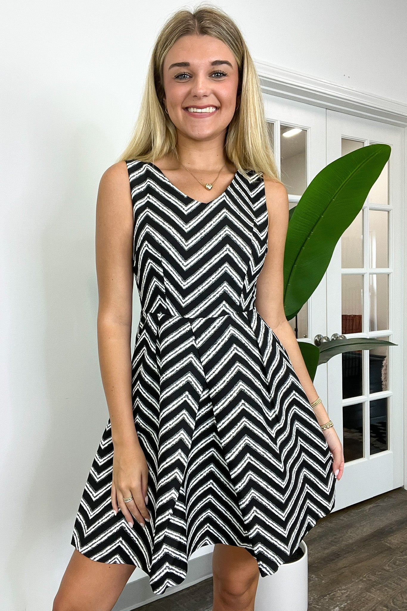  Nylie Chevron Fit and Flare Dress - FINAL SALE - Madison and Mallory