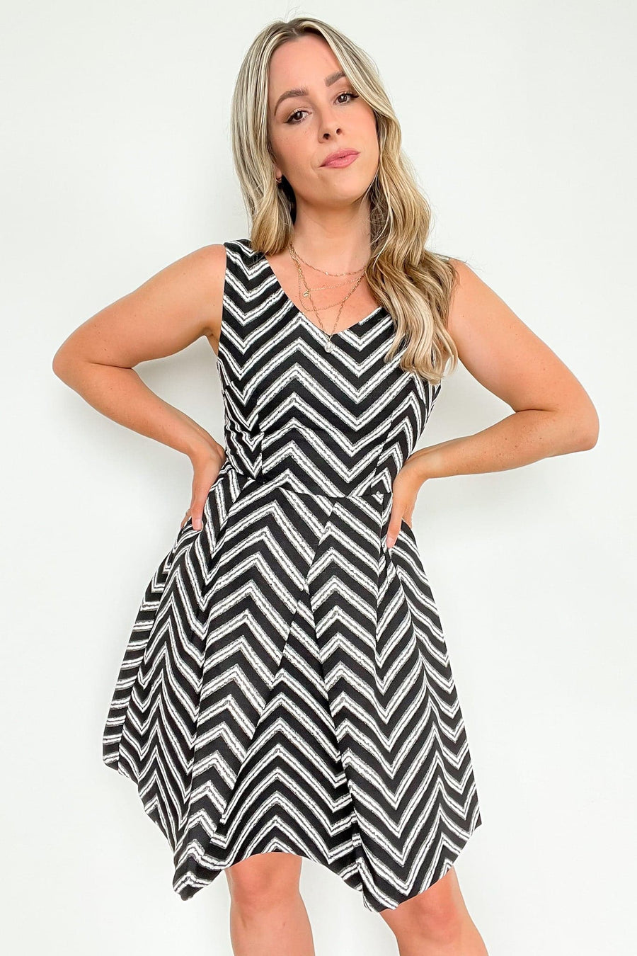  Nylie Chevron Fit and Flare Dress - FINAL SALE - Madison and Mallory