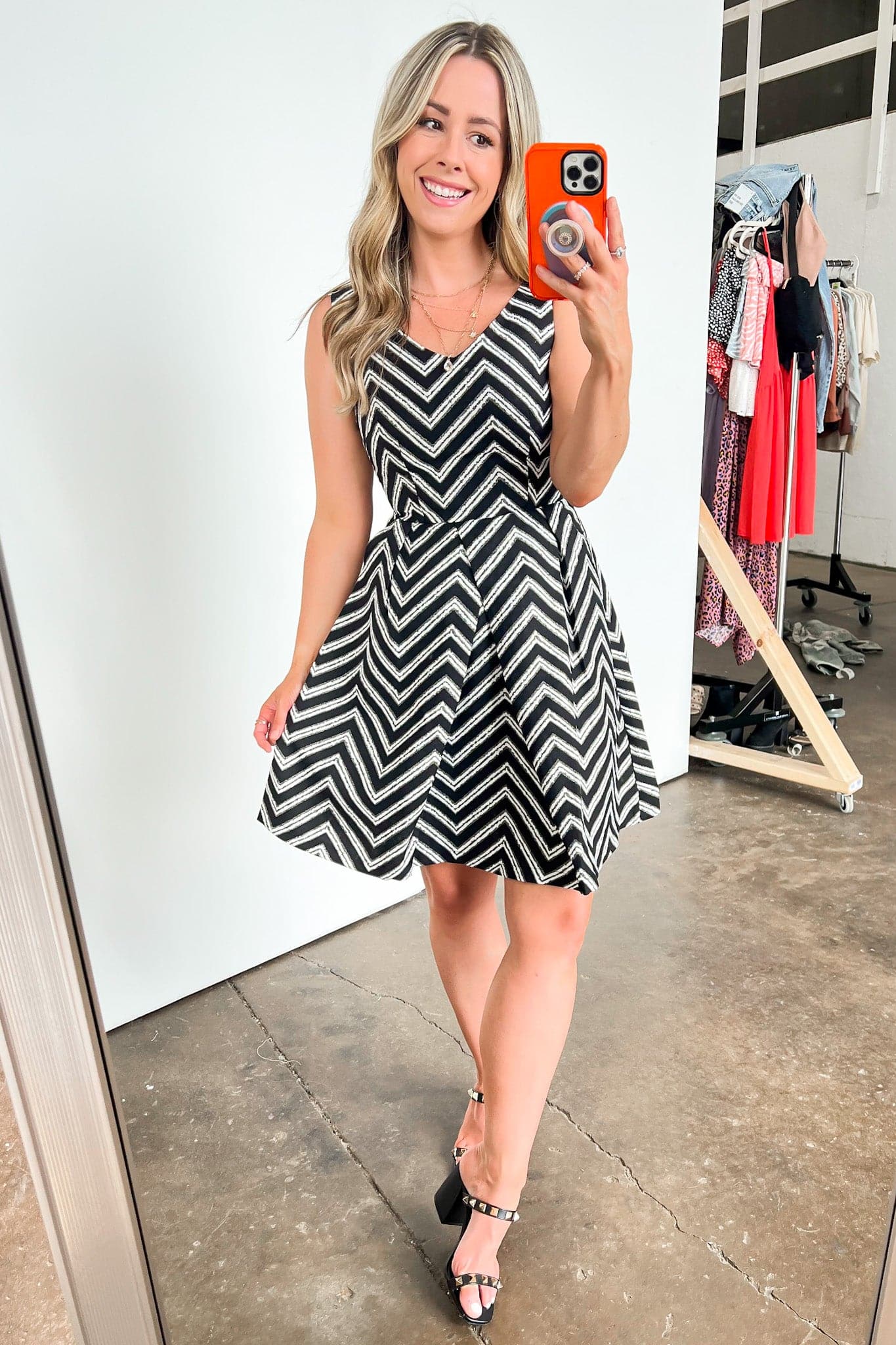  Nylie Chevron Fit and Flare Dress - Madison and Mallory