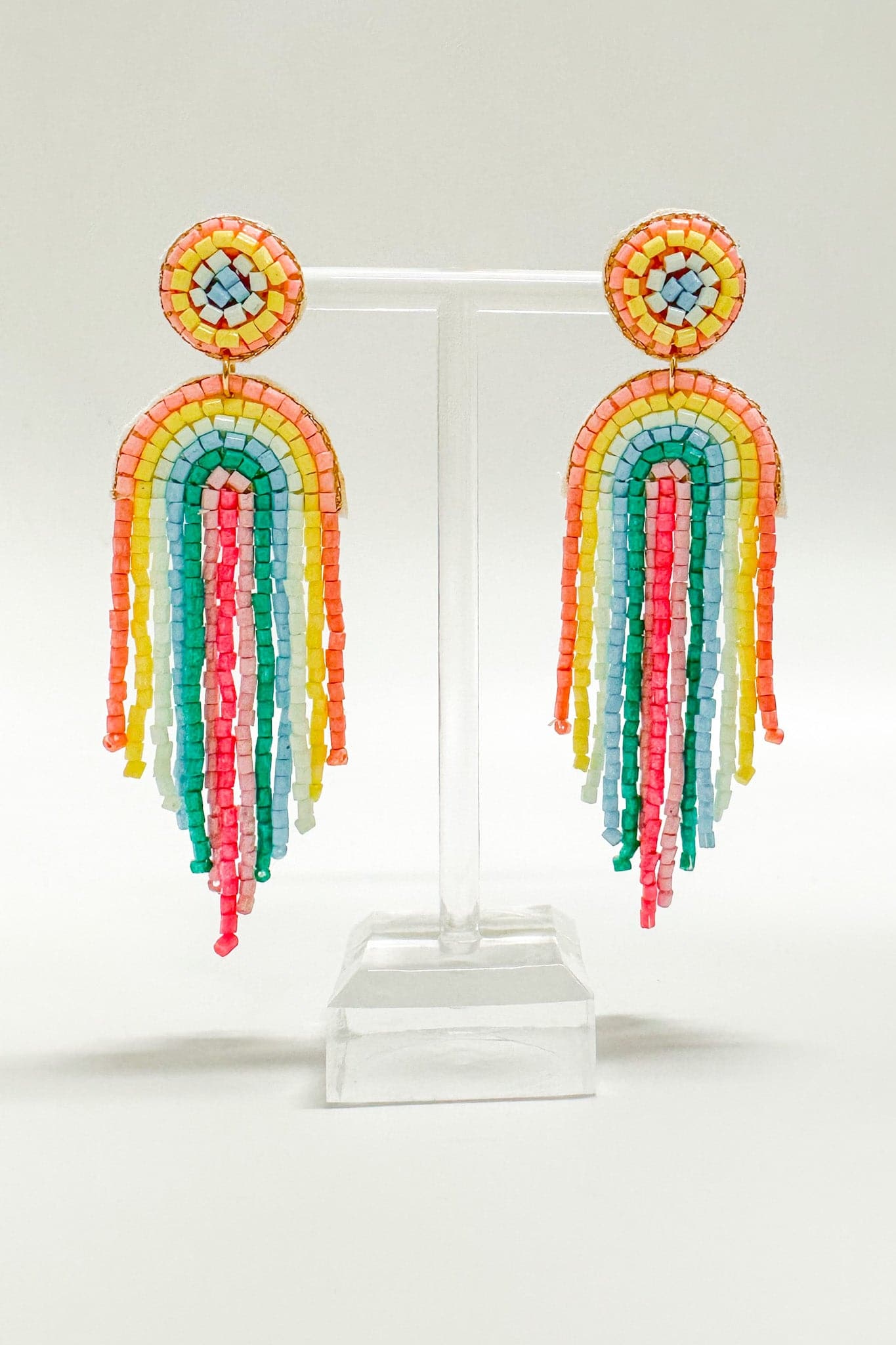 Light Multi Obidos Beaded Rainbow Arch Drop Earrings - FINAL SALE - Madison and Mallory