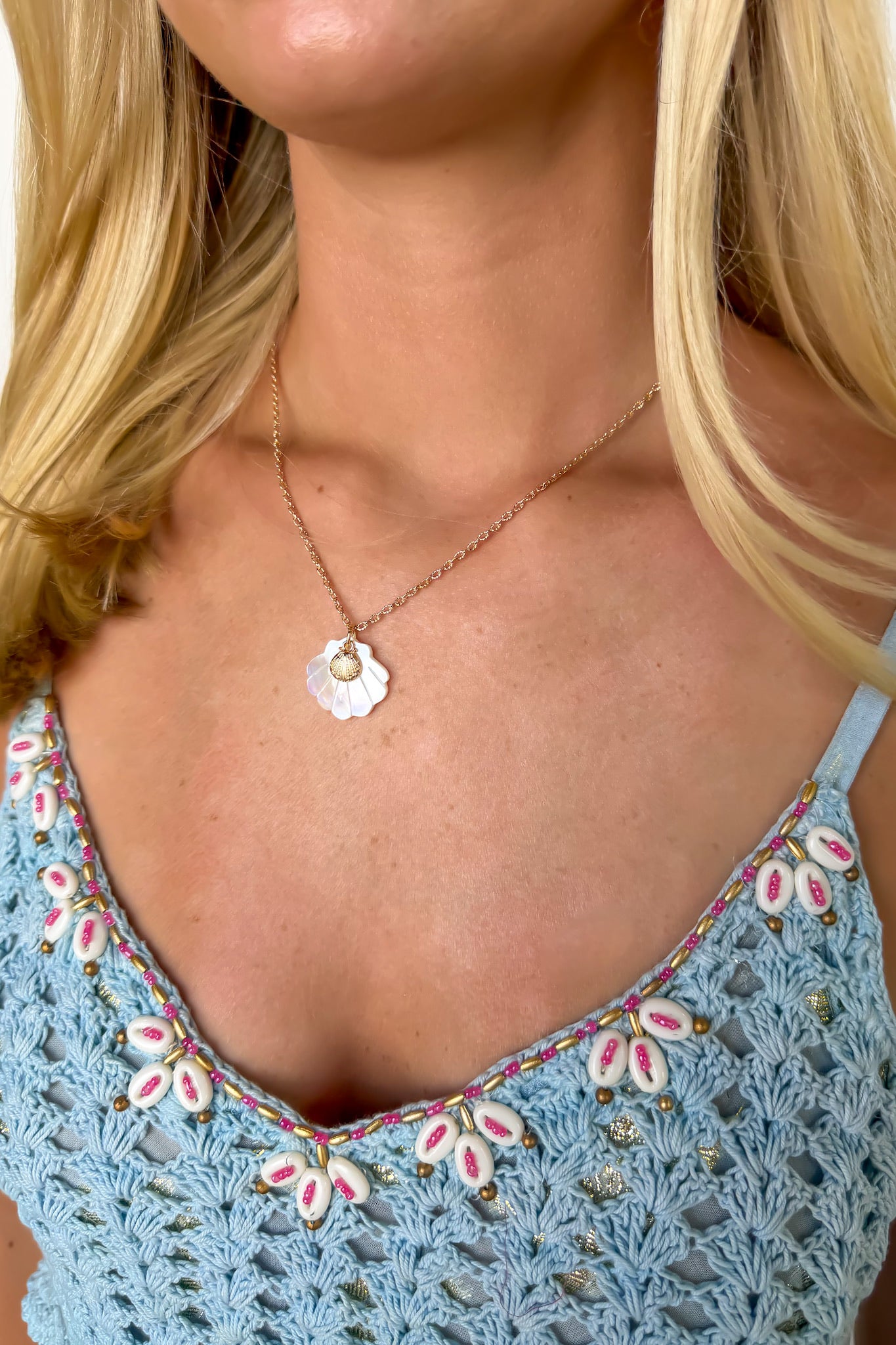 Gold Ocean Dream Mother of Pearl Seashell Necklace - Madison and Mallory