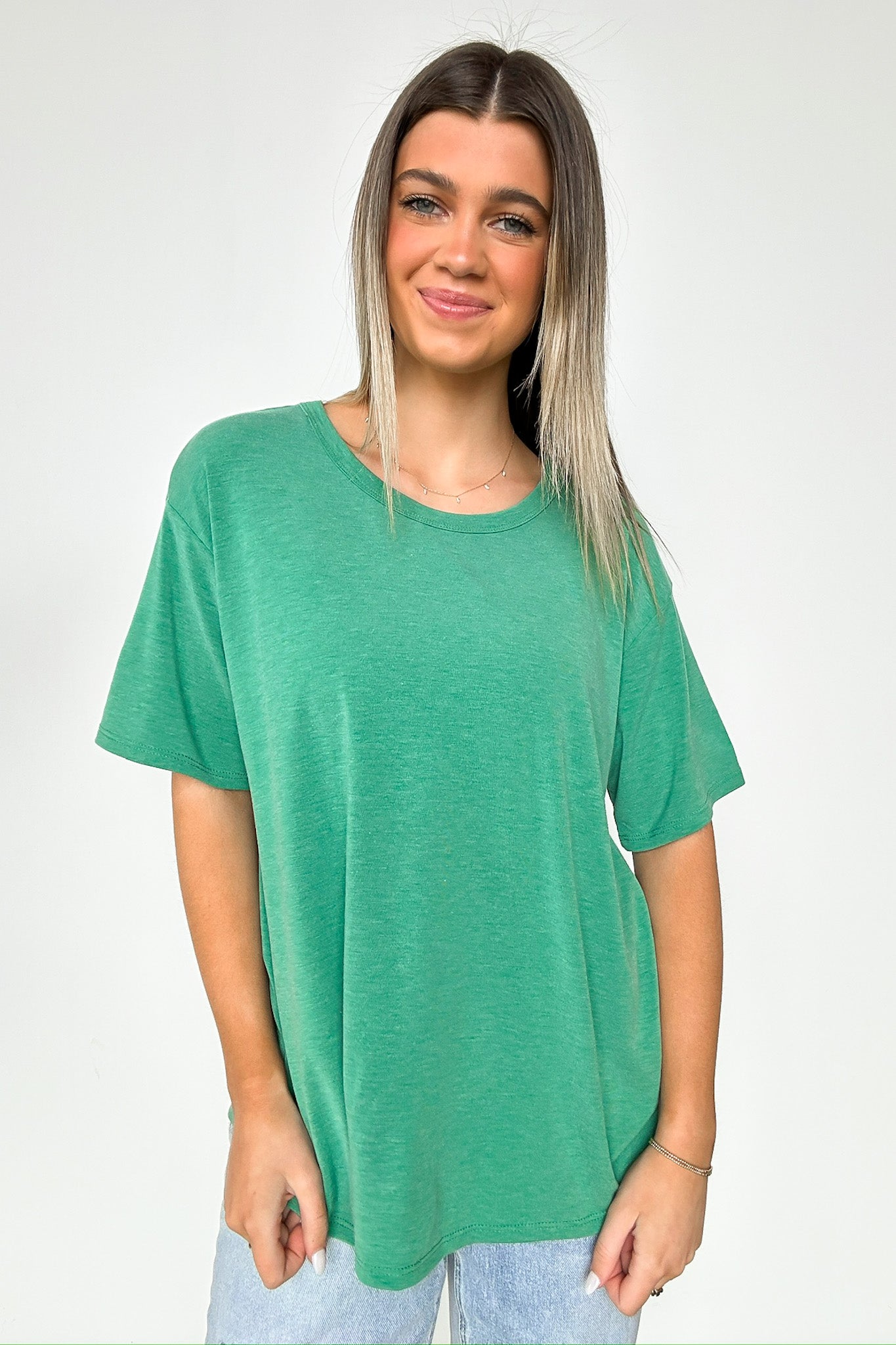 Green / S Odessah Short Sleeve Relaxed Fit Top - FINAL SALE - Madison and Mallory