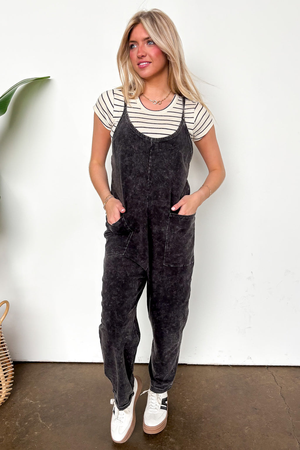 Ash Black / SM Off Grid Mineral Washed Relaxed Jumpsuit - Madison and Mallory