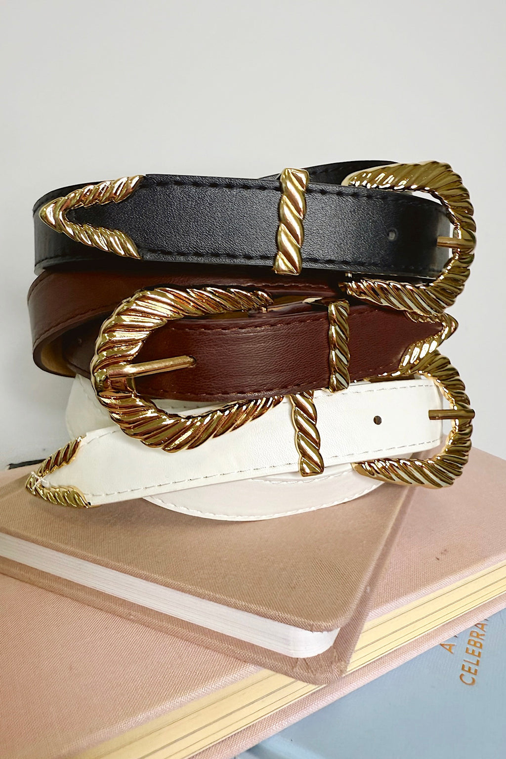 Old West Luxe Carved Buckle Faux Leather Belt - FINAL SALE - Madison and Mallory