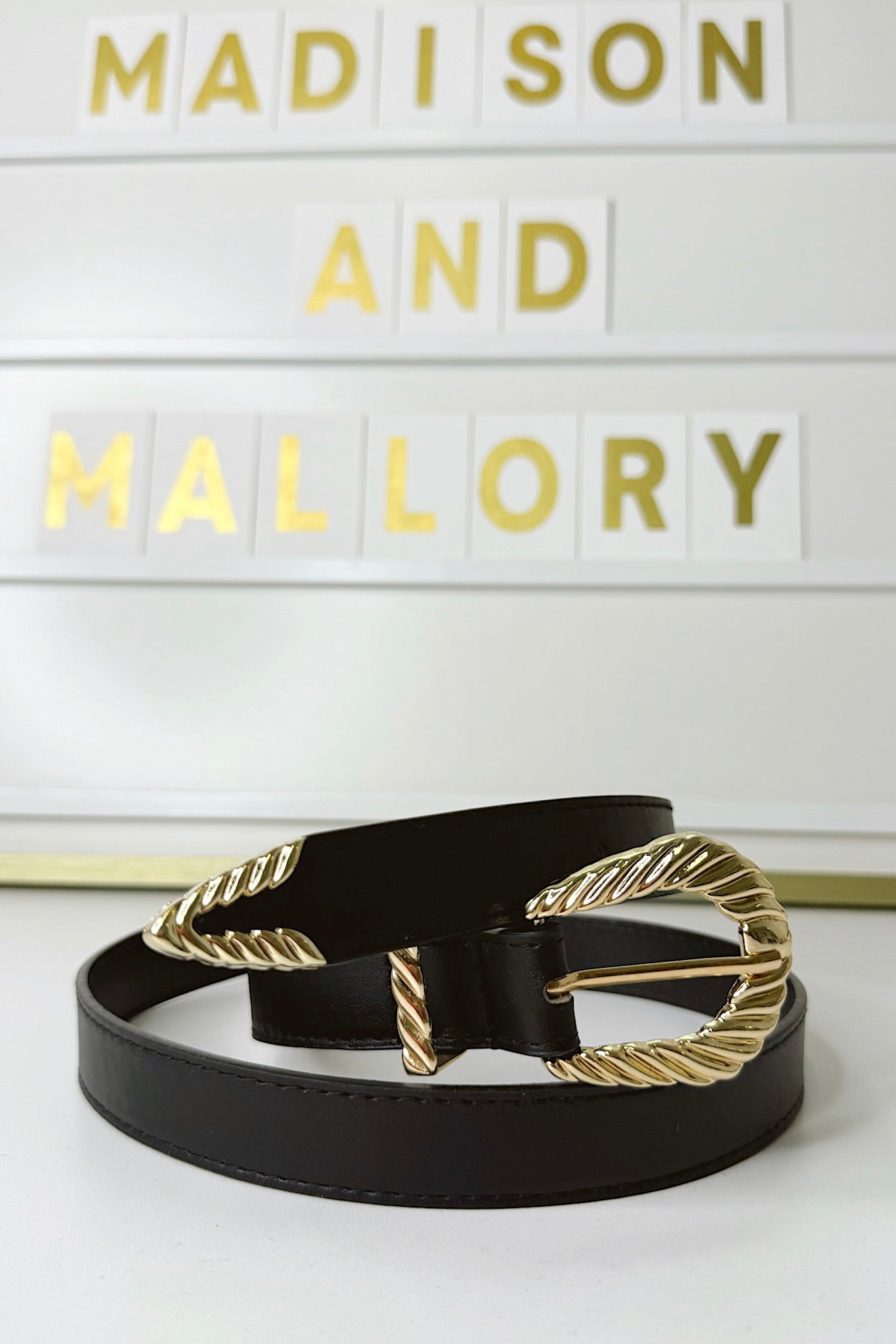 Black / OS Old West Luxe Carved Buckle Faux Leather Belt - FINAL SALE - Madison and Mallory