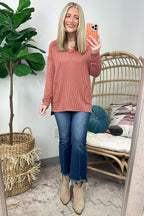  Olenah Rib Knit Long Sleeve Top - FINAL SALE - Madison and Mallory