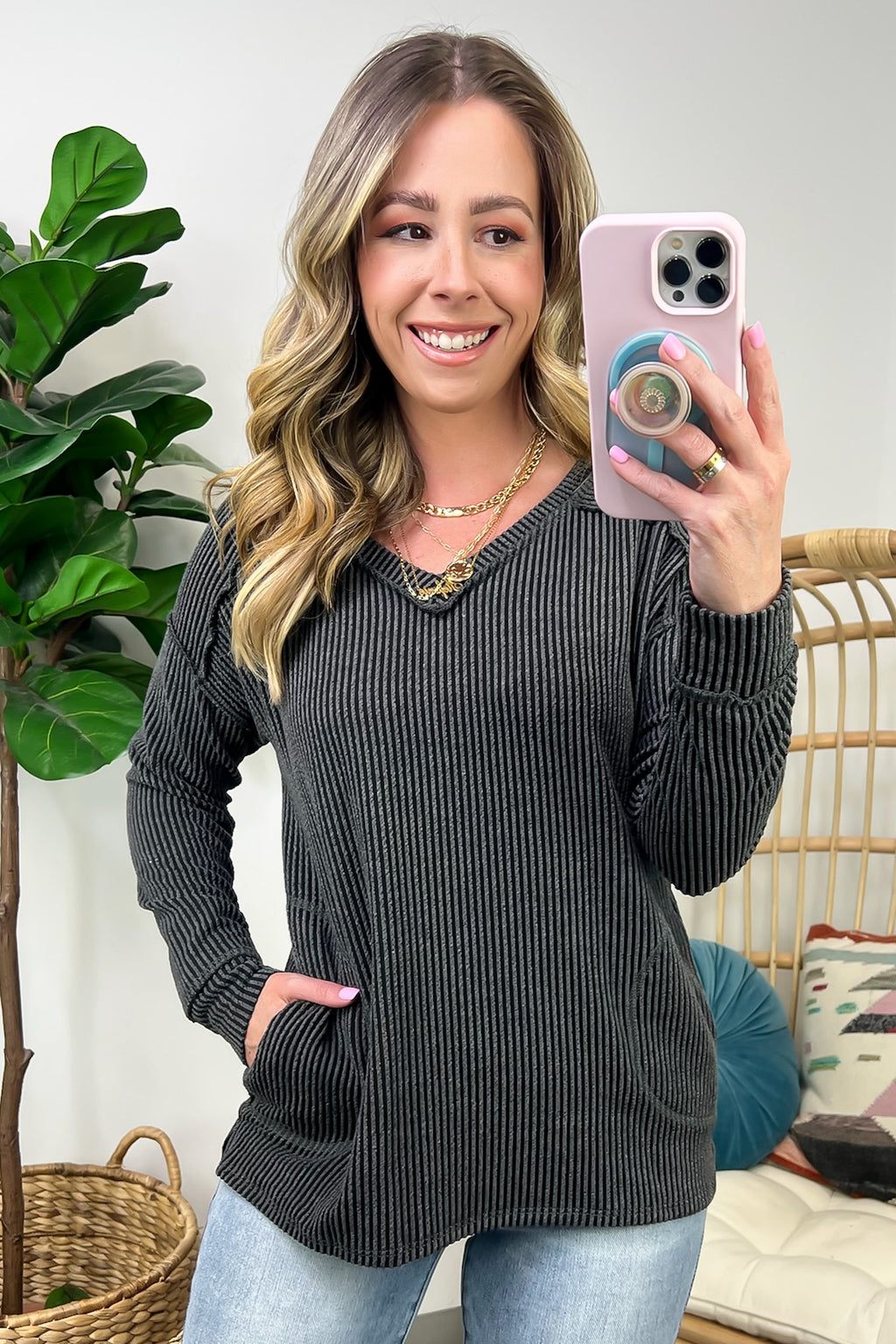  Olenah Rib Knit Long Sleeve Top - FINAL SALE - Madison and Mallory