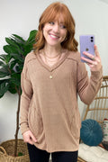 Camel / S Olenah Rib Knit Long Sleeve Top - FINAL SALE - Madison and Mallory