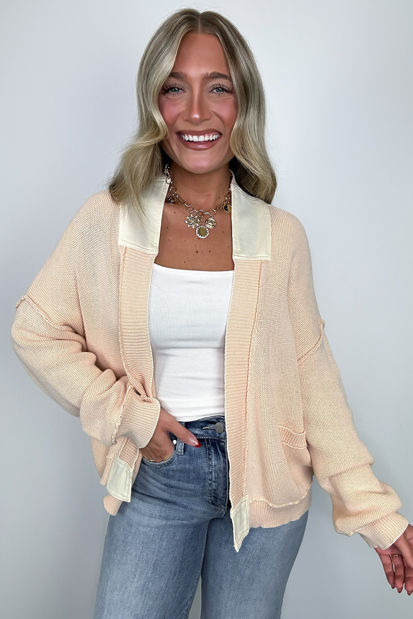  Opal Vintage Wash Patch Pocket Cardigan - Madison and Mallory