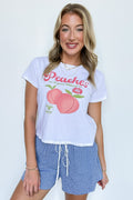 S / White Organic Natural Peaches Graphic Tee - FINAL SALE - Madison and Mallory
