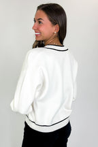 Outline Edit Contrast Piping Button Cardigan - FINAL SALE - Madison and Mallory