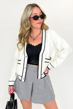 Outline Edit Contrast Piping Button Cardigan - FINAL SALE - Madison and Mallory