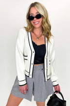 Outline Edit Contrast Piping Button Cardigan - FINAL SALE - Madison and Mallory