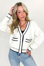 Outline Edit Contrast Piping Button Cardigan - FINAL SALE - Madison and Mallory