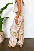 Palm Paradise Tropical Print Wide Leg Pants - Madison and Mallory