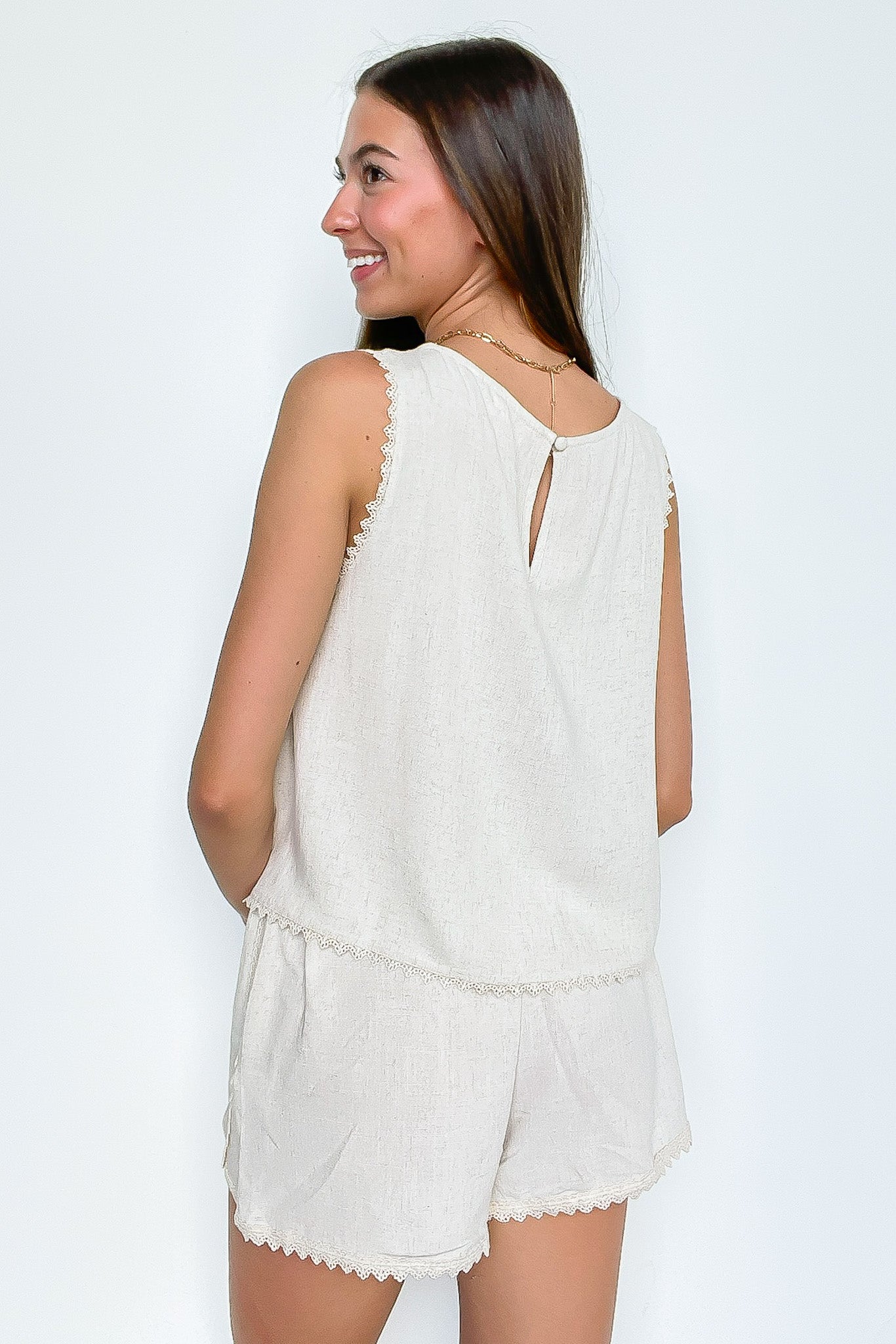 Palma Coast Lace Crochet Trim Tank Top - FINAL SALE - Madison and Mallory