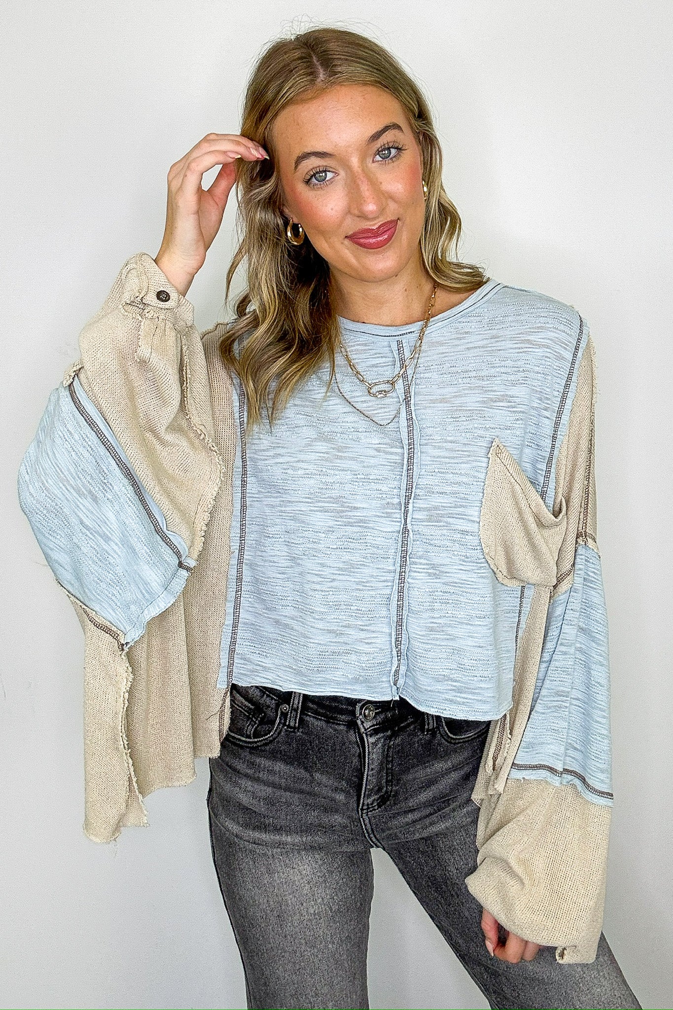 Panel Play Color Block Contrast Relaxed Top - Madison and Mallory