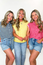 Parallel Play Striped Button Front Knit Top - Madison and Mallory