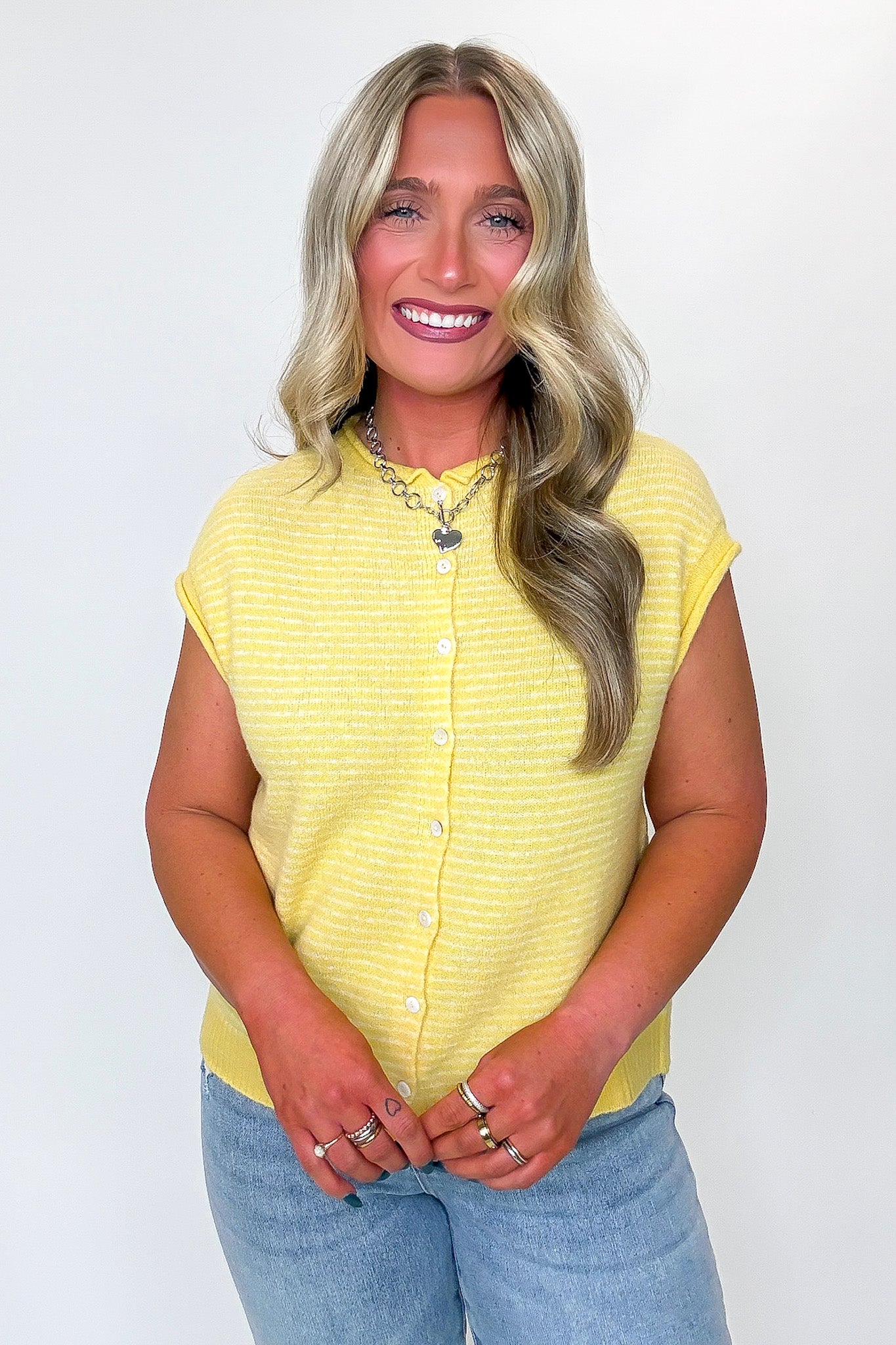 Parallel Play Striped Button Front Knit Top - Madison and Mallory